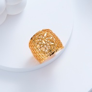 60J Cincin Titanium Wanita Emas Muda Anti Karat Asli Silver Emas Couple Dewasa Dan Luntur Logam Ases