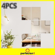 [Perfeclan1] 4x Mirror Sticker Mirror Tiles Wall Sticker , Sheets Wall Decal Mirror for Background Decor Wall Decor Office Home