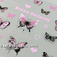 Black and Pink Chinese Butterfly Cute Handbook Waterproof Guka Handbook Sticker Decoration黑粉中式蝴蝶可爱手账