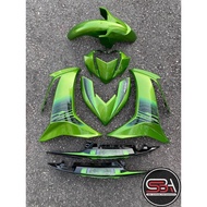 MOTORCYCLE COVERSET BODYSET LC135 LC V8 JUPITER MX APPLE GREEN BLACK FUEL INJECTION FI YAMAHA SIAP T