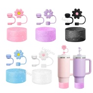 3pcs/Set Stanley Cup Accessories - Water Bottle Siliocne Stanley Cup Boot Daisy Straw Cover for Stan