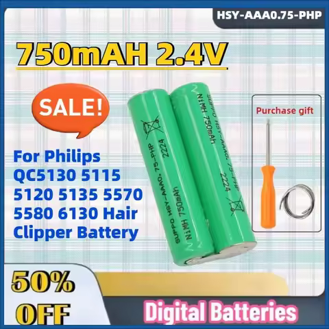 New 750mAH 2.4V HSY-AAA0.75-PHP NI-MH Replacement Battery for Philips QC5130 5115 5120 5135 5570 558