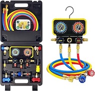 BACOENG AC R1234YF Gauge Set, Automotive 3 Way R1234yf Refrigerant Recharge Kit