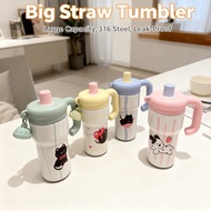 Cute Tumbler 600ML Straw Thermos Aquaflask Water Bottle Cartoon with 316 Bottle Portable 水瓶保溫杯