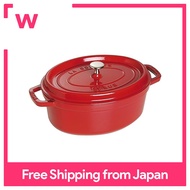 dust Staub Pico Cocotte Oval Cherry 31cm large both hands casting Enamel pot IH compatible The Casserole dish Oval 40509-866