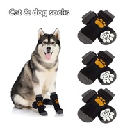 4 PCS Non Slip Pet Puppy Dog Cat Socks Paw Protectors Adjustable Dog Paw Protector Outdoor Traction