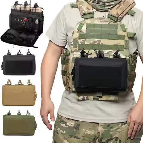 Tactical Triple Magazine Pouch Double Layer Molle Admin Pouch Quick Access for M4 M16 PMAG AK Huntin