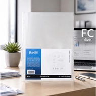(Pack = 10 Sheets) BANTEX Pocket Sheet Protector F4 0.06mm 11 Holes PP Non-Stick For Document Protec