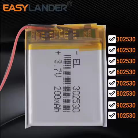 302530 3.7V 200mAh Rechargeable Li Polymer lithium Lipo Battery 402530 502530 602530 702530 802530 9