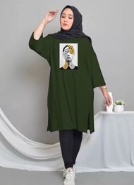 TUNIK BASIC OVERSIZE MUKA KUPU MIDI DRESS