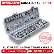 MATA KENMASTER Socket Wrench Set 27 Pcs Socket Bits Motorcycle 8-21mm Full Set Tool Kit Strong Durab