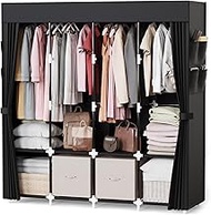 Mavivegue Fabric Wardrobe, 170 x 42 x 170 cm, Fabric Cabinet with 4 Clothes Rails, Stable & 8 Compar