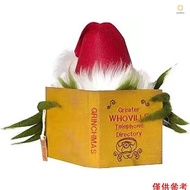 Ado)Christmas Tree Topper Checkered Funny Grinch Plush Doll Decoration Christmas Tree Ornament Holid