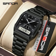 Sanda Waterproof Mens and Womens Fashion Quartz Watch Stainless Steel Strap Multi functional Outdoor