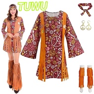 60s 70s Women Hippie Costume Accessories Hippie Disco Dress Halloween Boho Flared Hippie Dress