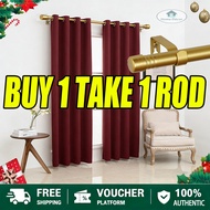New 2 in 1 Set for Window Blackout Curtain Polyester ( 2PCS Window Curtain + 1pc Curtain Rod 120cm)