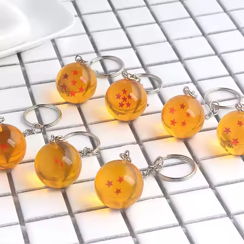 Wholesale Dragon Series 1-7 Stars Balls Keychain Gokus Bead Pendant Metal Key Ring Men Car Women Bag