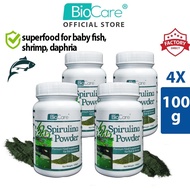 4 X 100g Biocare spirulina powder bottle for baby fish, betta fry, guppy, daphnia, plankton and etc