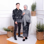 Baju Couple Kombinasi Batik Prada Tebal + Tile Mutiara Couple pesta