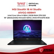 MSI Stealth 18 AI Studio A1VGG-009MY Gaming Laptop | Intel Core Ultra 9-185H | 32GB RAM 2TB SSD | 18