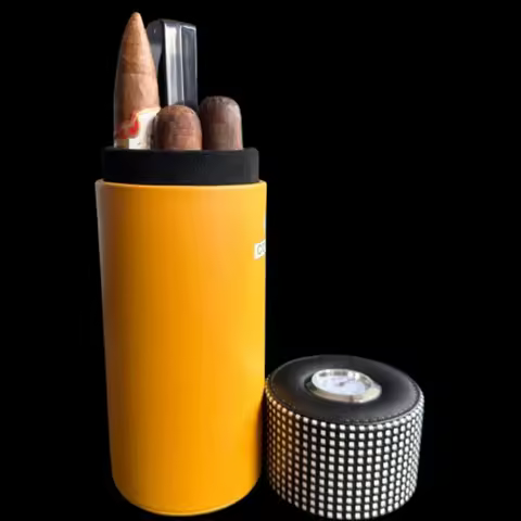 Leather Travel Humidor Cigar Box Cedar Wood Portable Cigar Case Humidifier Hygrometer Box Cigar Acce