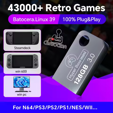 Batocera 128G USB Flash Drive For Windows 43000 Retro Games For PS3/PS2/PS1/N64/WII USB Stick For PC