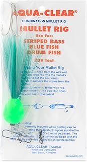 Aqua-Clear, Mullet Rig, Bluefish/Striped Bass/Rockfish/Drum, 3/0 Mustad Dbl Hook, AFW Swivel, 60 lb 
