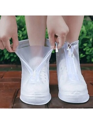 1個拉鍊式pvc防雨鞋套,防滑加厚耐磨,男女戶外旅行鞋套