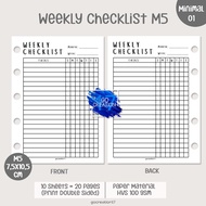 Planner Book Refill Paper Binder Weekly Checklist Simple Minimalist M5