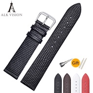 [HOT JUXXKWIHGWH 514] ALK Watch Band 18Mm Top Luxury Lizard Pattern Leather Wristband 20Mm Brand Watch Accessory Square Pin Buckle Strap 14Mm 16Mm