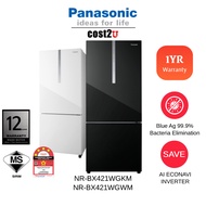 Panasonic 422L Inverter 2-Door Bottom Freezer Refrigerator NR-BX421WGWM NR-BX421WGKM Fridge Peti Ais 电冰箱