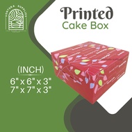 6"x6"x3" and 7"x7"x3" Printed Cake Box for Cake / Door Gift / Cookies / Donut