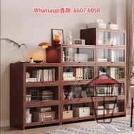 CB221 加厚實木 向上掩門 座地書架/置物櫃/儲物櫃/展示櫃 Solid Wood Cabinet/Bookshelf 三層至五層 帶背板 亞架力膠門