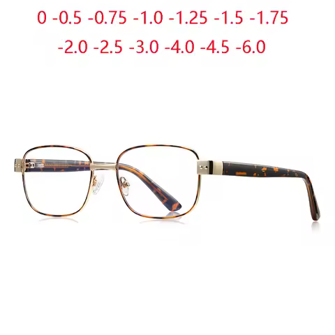 Leopard Frame Square Short-sight Optical Glasses With Prescription TR90 Stundent Myopic Spectacle Di