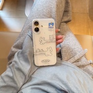 Double Layer ins Graffiti Line Spring Dog White IMD Applicable iPhone Phone Case Applies iPhone 16 P