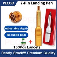 7Pin Lancing pen+150pcs 28G Lancing Device for Cupping Acupuncture Therapy Blood Lancet Diabetic Sil