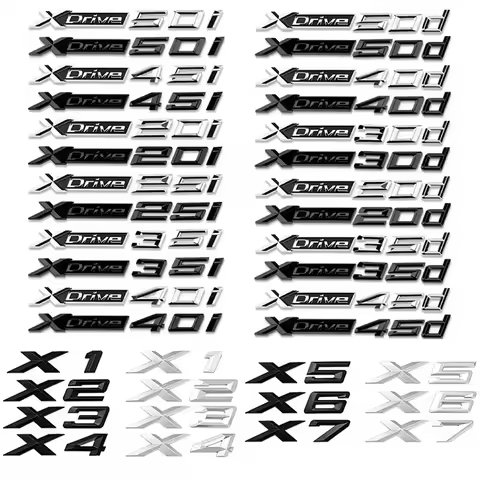 3D Xdrive 20d 30d 35d 40d 50d 20i 25i 30i Car Fender Emblem Trunk Badge Sticker For X1 X3 X4 X5 X6 X
