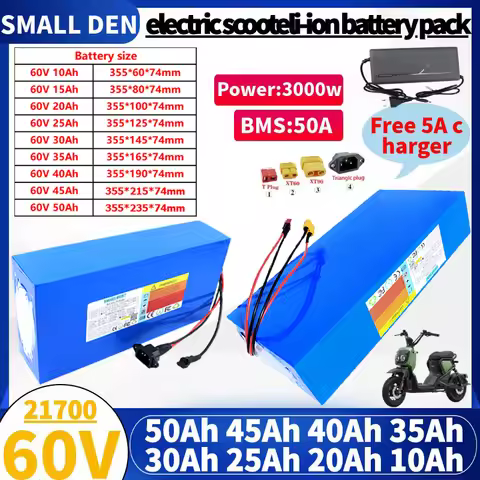 60V 10Ah 20Ah 30Ah 40Ah 50Ah 15Ah 21700 Lithium battery pack With 50A BMS 0-3000W For E-tools motorc