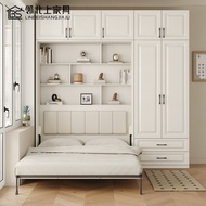 Foldable Invisible Bedroom Wall Bed Wardrobe Combination 1.35m Multi-functional Foldable Murphy Bed 