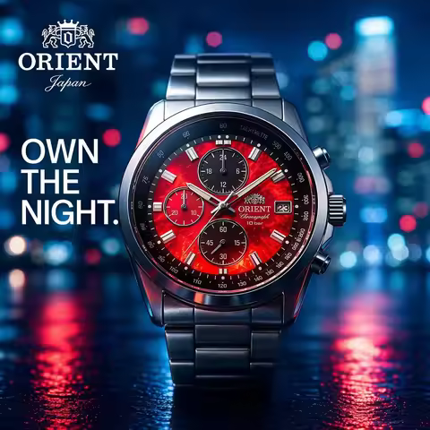 Japan Orient Quartz Chronograph Men Watch Tachymeter Date 100M Waterproof Stainless Steel Sports Wri