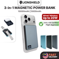 (MY) LionShield 3C/CCC Certified 5000mAh / 10000mAh 3 in 1 Magnetic Wireless Power Bank PD 20W Fast 