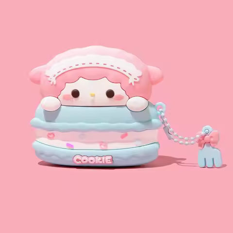 Cartoon Pink Earphone Case with Keychain, Suitable for Airpods 4 2 3 1 Pro 2 Bluetooth Earphones Sil