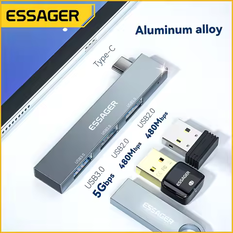 Essager 3 in 1 Type C to USB Hub 3 Ports C Extended Plug Portable USB C High Speed USB Hub For Macbo