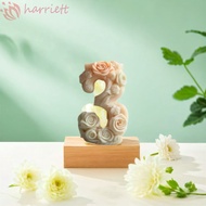 HARRIETT Gypsum Mold, Rose Flower Handmade Number Shape Candle Molds, Fragrance Candle 3D DIY Silico