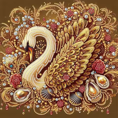 5D DIY Partial Special Shaped Drill Diamond Painting Kit Swan Decoration 30x30cm