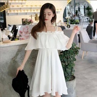 Womens suspender dress 2023 new summer Korean style one-shoulder white skirt fairy super Xiansen fas