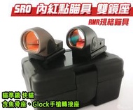 【KUI酷愛】SRO 內紅點瞄具、瞄準鏡、雙鏡座、開關版（Glock RMR手槍轉接座／魚骨夾）35323、35324