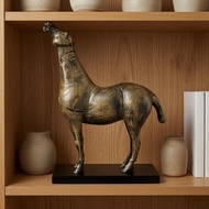 Standing Horse Figurine Decorative Horse Statue on Base Equine Sculpture Hand Finished 1 Piece Long-