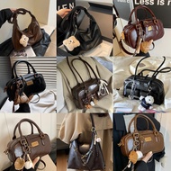 ❣️Hundred Styles Cross-Body Bag Girls Large-Capacity Brown Retro Bowling Portable Shoulder Bag Commu
