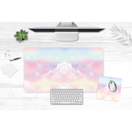 Pastel Clouds Desk Mat, Custom Desk Pad, Kawaii Mousepad Xxl, Extra Large Gaming Mat, Desk Blotter, Aesthetic Desk Decor, Desk Decorations